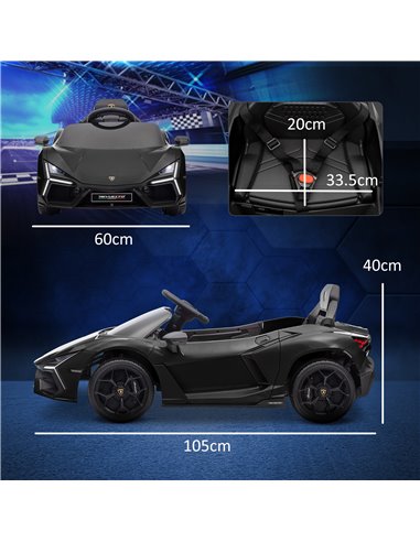 AIYAPLAY Lamborghini Revuelto Licensed 12V Ride on Car w/ Butterfly Doors, Transport Wheels, Suspension, Remote Control, Black 3