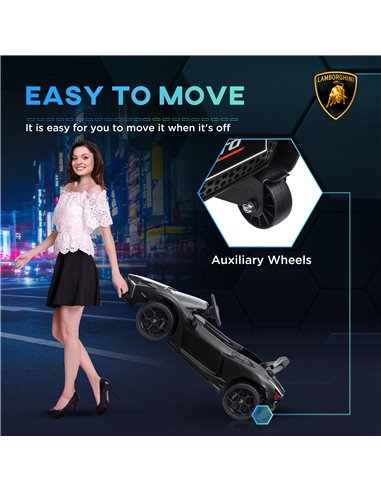 AIYAPLAY Lamborghini Revuelto Licensed 12V Ride on Car w/ Butterfly Doors, Transport Wheels, Suspension, Remote Control, Black 3