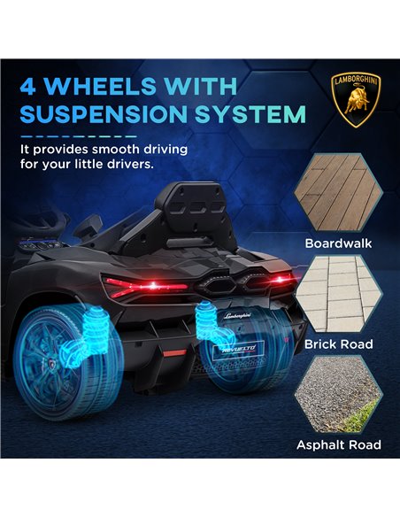 AIYAPLAY Lamborghini Revuelto Licensed 12V Ride on Car w/ Butterfly Doors, Transport Wheels, Suspension, Remote Control, Black 3 - pic 106429 | FastDaddyshop