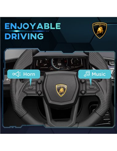 AIYAPLAY Lamborghini Revuelto Licensed 12V Ride on Car w/ Butterfly Doors, Transport Wheels, Suspension, Remote Control, Black 3