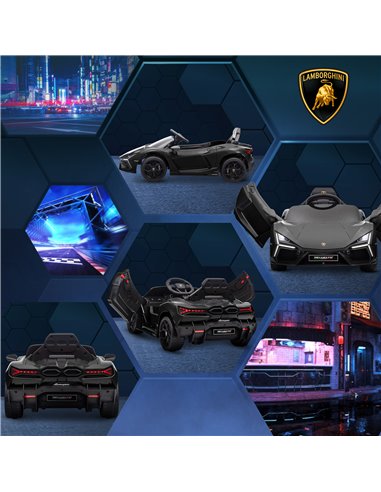 AIYAPLAY Lamborghini Revuelto Licensed 12V Ride on Car w/ Butterfly Doors, Transport Wheels, Suspension, Remote Control, Black 3