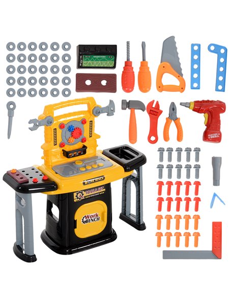 AIYAPLAY 102-Piece Kids Tool Bench with Electric Drill, Storage for Ages 3-6 Years, Yellow 350-163V00YL - pic 106433 | FastDaddyshop
