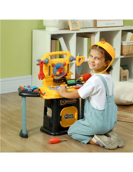 AIYAPLAY 102-Piece Kids Tool Bench with Electric Drill, Storage for Ages 3-6 Years, Yellow 350-163V00YL - pic 106434 | FastDaddyshop