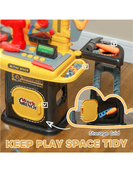 AIYAPLAY 102-Piece Kids Tool Bench with Electric Drill, Storage for Ages 3-6 Years, Yellow 350-163V00YL - pic 106440 | FastDaddyshop