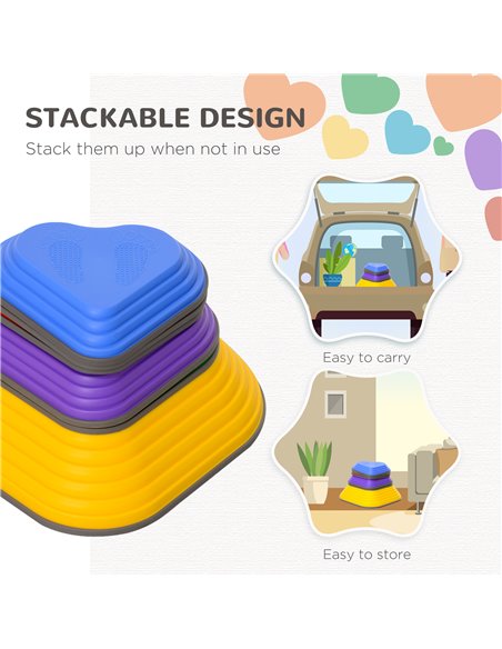 AIYAPLAY 6-Piece Heart-Shaped Kids Balance Stepping Stones and Motor Skills, Multicoloured 347-023V00MX - pic 106455 | FastDaddyshop