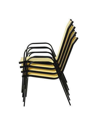 Outsunny Set of 4 Garden Dining Chair Set Stackable Outdoor Patio Furniture Set with High Back and Armrest, Beige