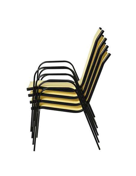Outsunny Set of 4 Garden Dining Chair Set Stackable Outdoor Patio Furniture Set with High Back and Armrest, Beige - pic 10646 | FastDaddyshop
