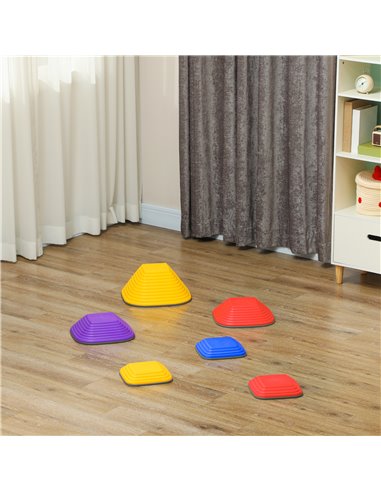 AIYAPLAY Balance Stepping Stones for Kids, 6PCs Non-Slip Stackable River Stones, Obstacle Courses for Balance & Motor Skills 347