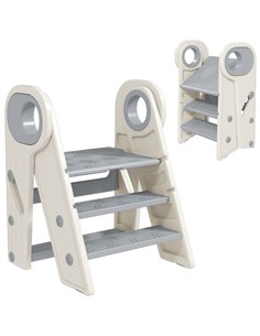 AIYAPLAY Foldable & Adjustable Toddler Tower with Handle, Non-Slip, Grey 315-006V00GY
