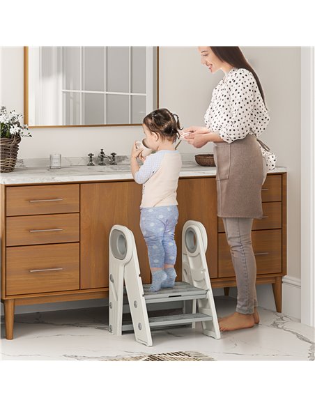 AIYAPLAY Foldable & Adjustable Toddler Tower with Handle, Non-Slip, Grey 315-006V00GY - pic 106470 | FastDaddyshop
