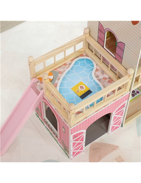 AIYAPLAY 3 Storey Dolls House Play Set with 13 Pieces Wooden Furniture and Accessories for 3-6 Years 350-176V80PK - pic 106485 | FastDaddyshop