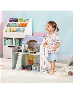AIYAPLAY 2 Storey Dolls House with 13 Pieces Furniture, Play Set with Balcony, Gift for 3-6 Years Old 350-175V00MX 2