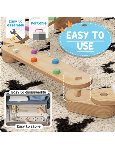 AIYAPLAY Wooden Balance Beam for Kids Build Coordination Agility and Strength 347-021V00MX