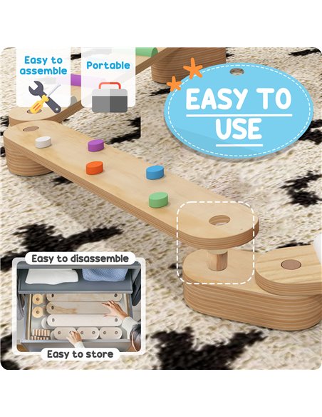 AIYAPLAY Wooden Balance Beam for Kids Build Coordination Agility and Strength 347-021V00MX - pic 106500 | FastDaddyshop