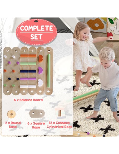 AIYAPLAY Wooden Balance Beam for Kids Build Coordination Agility and Strength 347-021V00MX - pic 106502 | FastDaddyshop