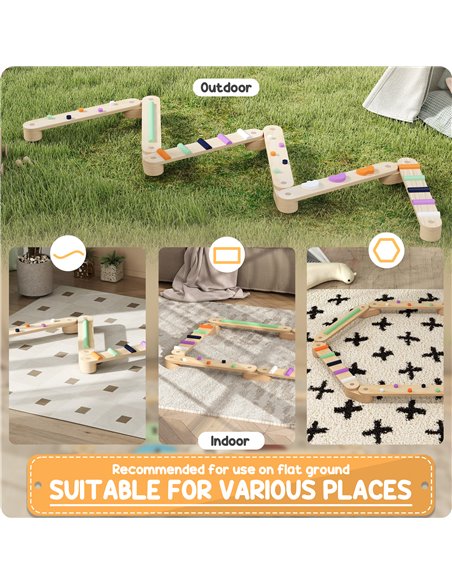 AIYAPLAY Wooden Balance Beam for Kids Build Coordination Agility and Strength 347-021V00MX - pic 106503 | FastDaddyshop
