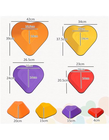 AIYAPLAY 11-Piece Heart-Shaped Kids Balance Stepping Stones and Motor Skills, Multicoloured 347-023V02MX