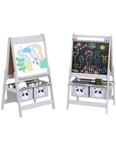 AIYAPLAY 3-In-1 Kids Easel with Paper Roll, Art Easel, with Storage - Grey 3B0-011V80GY