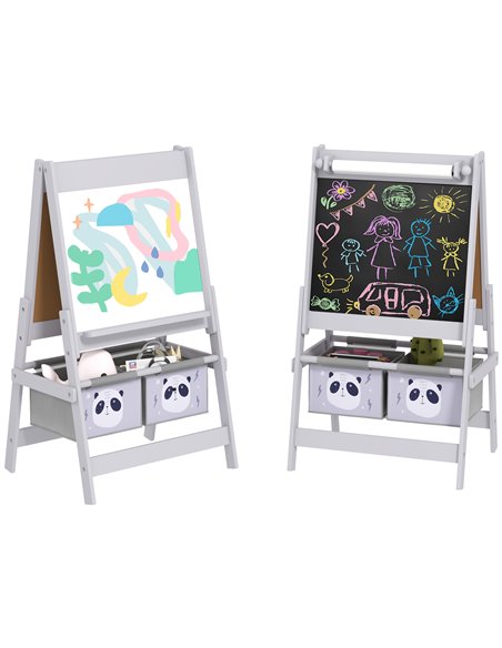 AIYAPLAY 3-In-1 Kids Easel with Paper Roll, Art Easel, with Storage - Grey 3B0-011V80GY - pic 106514 | FastDaddyshop