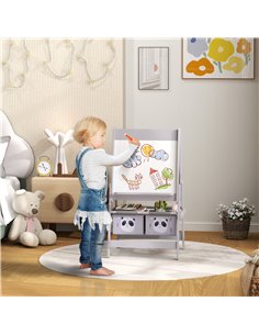 AIYAPLAY 3-In-1 Kids Easel with Paper Roll, Art Easel, with Storage - Grey 3B0-011V80GY 2