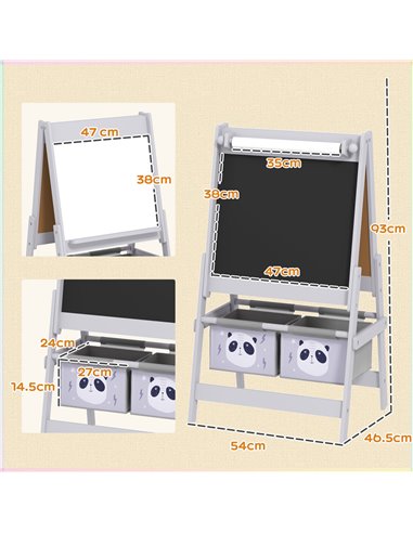 AIYAPLAY 3-In-1 Kids Easel with Paper Roll, Art Easel, with Storage - Grey 3B0-011V80GY