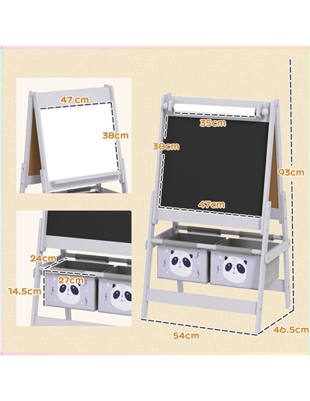 AIYAPLAY 3-In-1 Kids Easel with Paper Roll, Art Easel, with Storage - Grey 3B0-011V80GY - pic 106516 | FastDaddyshop