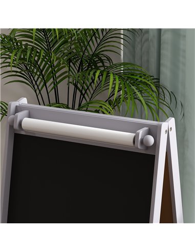 AIYAPLAY 3-In-1 Kids Easel with Paper Roll, Art Easel, with Storage - Grey 3B0-011V80GY