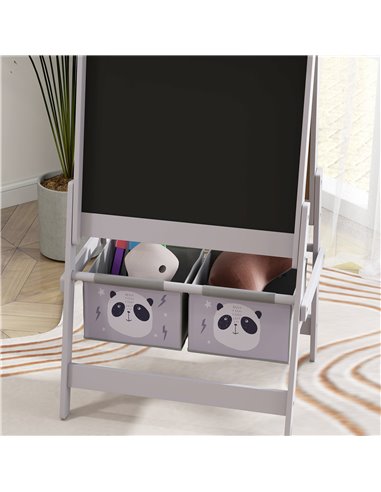 AIYAPLAY 3-In-1 Kids Easel with Paper Roll, Art Easel, with Storage - Grey 3B0-011V80GY