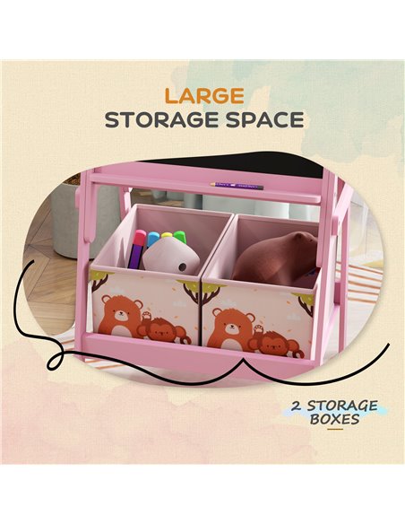 AIYAPLAY 2 in 1 Kids Easel with Whiteboard, Chalkboard, Storage Boxes, for 3-8 Years, Pink 3B0-016V80PK - pic 106527 | FastDaddyshop