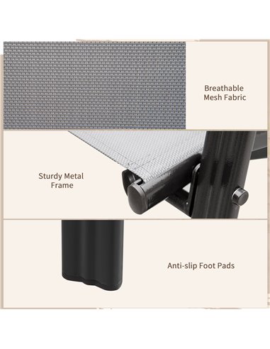 Outsunny Set of 4 Garden Dining Chair Set Stackable Outdoor Patio Furniture Set with Backrest and Armrest, Dark Grey