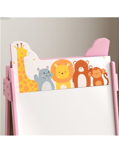 AIYAPLAY 2 in 1 Kids Easel with Whiteboard, Chalkboard, Storage Boxes, for 3-8 Years, Pink 3B0-016V80PK