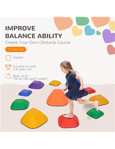AIYAPLAY Balance Stepping Stones for Kids, 11PCs Non-Slip Stackable River Stones, Obstacle Courses for Balance & Motor Skills 34