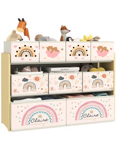 AIYAPLAY 3-Tier Kids Storage Unit with 9 Non-Woven Fabric Boxes for Toys, Books for Bedroom, Nursery, Yellow 311-090V00YL
