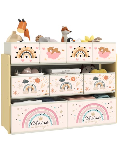 AIYAPLAY 3-Tier Kids Storage Unit with 9 Non-Woven Fabric Boxes for Toys, Books for Bedroom, Nursery, Yellow 311-090V00YL - pic 106586 | FastDaddyshop