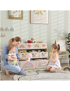 AIYAPLAY 3-Tier Kids Storage Unit with 9 Non-Woven Fabric Boxes for Toys, Books for Bedroom, Nursery, Yellow 311-090V00YL 2