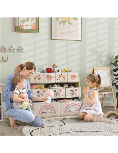 AIYAPLAY 3-Tier Kids Storage Unit with 9 Non-Woven Fabric Boxes for Toys, Books for Bedroom, Nursery, Yellow 311-090V00YL - pic 106587 | FastDaddyshop