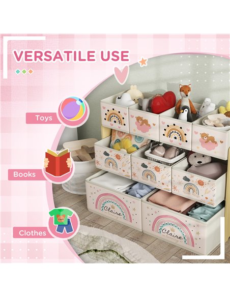 AIYAPLAY 3-Tier Kids Storage Unit with 9 Non-Woven Fabric Boxes for Toys, Books for Bedroom, Nursery, Yellow 311-090V00YL - pic 106592 | FastDaddyshop