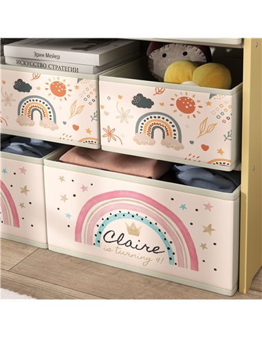 AIYAPLAY 3-Tier Kids Storage Unit with 9 Non-Woven Fabric Boxes for Toys, Books for Bedroom, Nursery, Yellow 311-090V00YL
