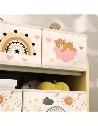 AIYAPLAY 3-Tier Kids Storage Unit with 9 Non-Woven Fabric Boxes for Toys, Books for Bedroom, Nursery, Yellow 311-090V00YL