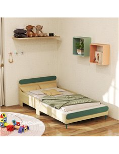 AIYAPLAY Toddler Bed with Safety Rail for Ages 3-10 Years, 195 x 103 x 60.5cm, Green 313-017V00GN