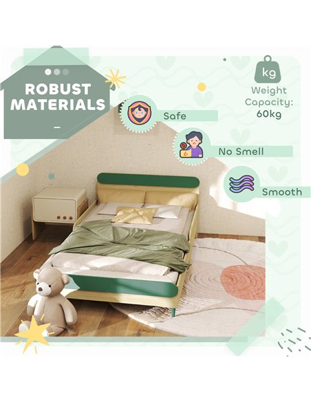 AIYAPLAY Toddler Bed with Safety Rail for Ages 3-10 Years, 195 x 103 x 60.5cm, Green 313-017V00GN - pic 106600 | FastDaddyshop