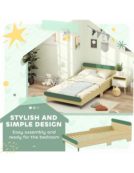 AIYAPLAY Toddler Bed with Safety Rail for Ages 3-10 Years, 195 x 103 x 60.5cm, Green 313-017V00GN - pic 106601 | FastDaddyshop