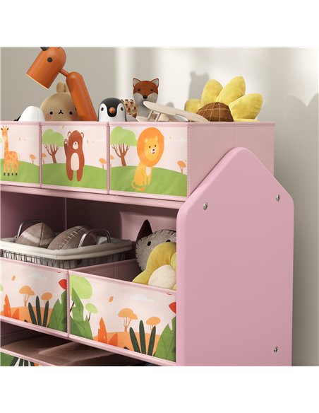 AIYAPLAY 3-Tier Kids Toy Storage Unit with 6 Removable Storage Boxes, for Playroom, Bedroom, Children's Room, Nursery, Pink 311- - pic 106621 | FastDaddyshop