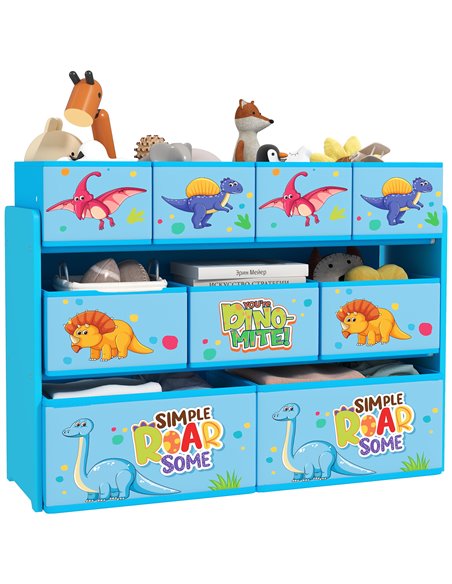 AIYAPLAY 3-Tier Kids Storage Unit with 9 Non-Woven Fabric Boxes for Toys, Books for Bedroom, Nursery, Blue 311-090V00BU - pic 106622 | FastDaddyshop