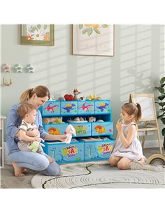 AIYAPLAY 3-Tier Kids Storage Unit with 9 Non-Woven Fabric Boxes for Toys, Books for Bedroom, Nursery, Blue 311-090V00BU 2