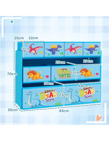 AIYAPLAY 3-Tier Kids Storage Unit with 9 Non-Woven Fabric Boxes for Toys, Books for Bedroom, Nursery, Blue 311-090V00BU - pic 106624 | FastDaddyshop