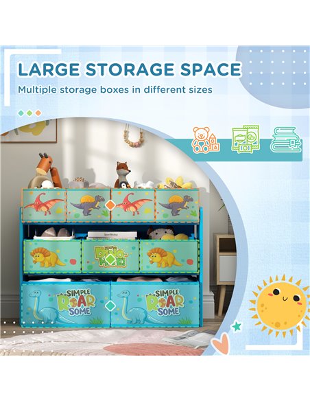 AIYAPLAY 3-Tier Kids Storage Unit with 9 Non-Woven Fabric Boxes for Toys, Books for Bedroom, Nursery, Blue 311-090V00BU - pic 106625 | FastDaddyshop