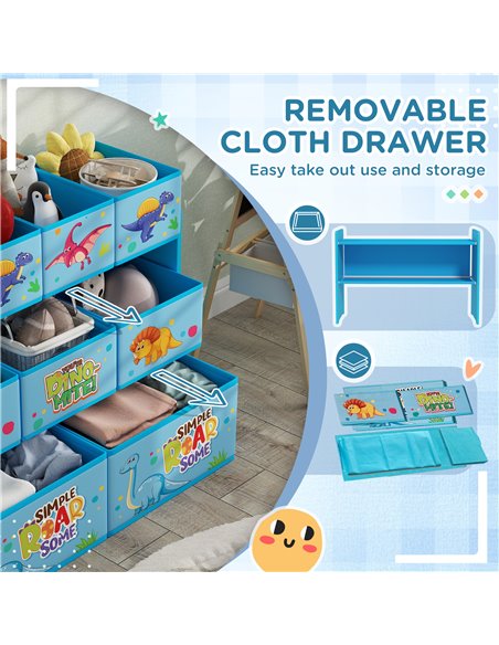 AIYAPLAY 3-Tier Kids Storage Unit with 9 Non-Woven Fabric Boxes for Toys, Books for Bedroom, Nursery, Blue 311-090V00BU - pic 106626 | FastDaddyshop