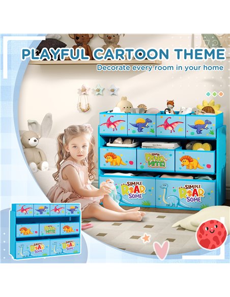 AIYAPLAY 3-Tier Kids Storage Unit with 9 Non-Woven Fabric Boxes for Toys, Books for Bedroom, Nursery, Blue 311-090V00BU - pic 106627 | FastDaddyshop