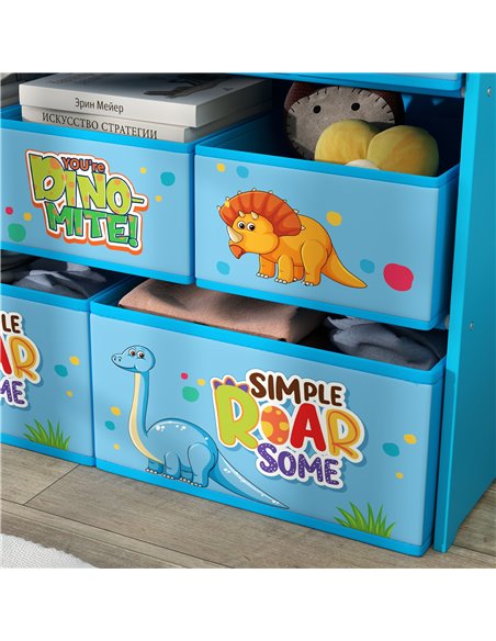 AIYAPLAY 3-Tier Kids Storage Unit with 9 Non-Woven Fabric Boxes for Toys, Books for Bedroom, Nursery, Blue 311-090V00BU - pic 106629 | FastDaddyshop